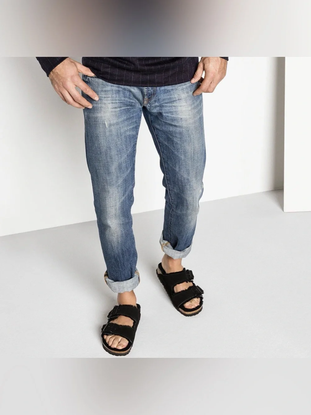 Birkenstock Arizona Shearling Sandals – Black Suede Unisex Size 40
